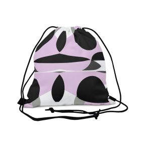 Drawstring Backsac Bag - Geometric Lavender And Black Pattern (size: 14” x 13”)