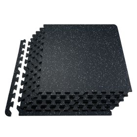 VEVOR 25 PCS 0.56" Thick Gym Floor Mats, 24"x24" EVA Foam & Rubber Top Interlocking Workout Mats with 100 sq.ft Coverage (Color: Black & White, blocks: 25 pcs)