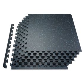 VEVOR 6 PCS 0.56" Thick Gym Floor Mats, 24"x24" EVA Foam & Rubber Top Interlocking, with 24 sq.ft Coverage (Color: Black & Blue, blocks: 6 pcs)