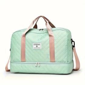 Travel bag, large capacity women's fitness bag, luxurious oversized handbag, fashionable and practical compartment design (Color: Green and Pink)