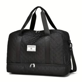 Travel bag, large capacity women's fitness bag, luxurious oversized handbag, fashionable and practical compartment design (Color: Black)