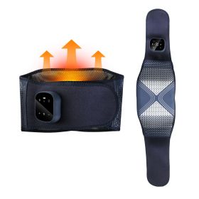 Lower Back Massager Heating Pad Cordless Heating Pad with Air Compression Vibration for Back Belly Waist Shoulder Pain Relief (Color: Navy Blue)