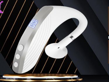 Business Wireless Headset with Open-Ear Design, Single-Side, Battery Display - Bluetooth Earpiece MS16 for Universal Cell Phone And Bluetooth Device (Color: White)