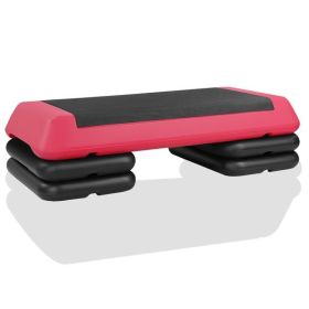 The Red Aerobic Step Platform with 4 Risers Adjustable, Health Club Size Steppers for Exercise with risers for adjustable Home Workout (Color: As Picture)