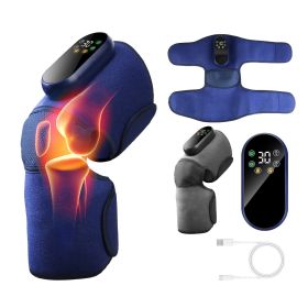 Cordless Knee Massager Heated Knee Brace Wrap Electric Knee Heating Pad with 5-Level Heating 3-Level Vibration 3-Mode & 3-Level Air Compression (Color: Blue)