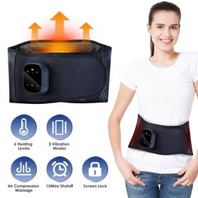 Lower Back Massager Heating Pad Cordless Heating Pad with Air Compression Vibration for Back Belly Waist Shoulder Pain Relief (Color: As Picture)