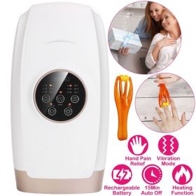 Cordless Electric Hand Massager with Compression Rechargeable Hand Therapy Massager 6 Levels Pressure Vibration Heating Massager Pain Relief (Color: As Picture)