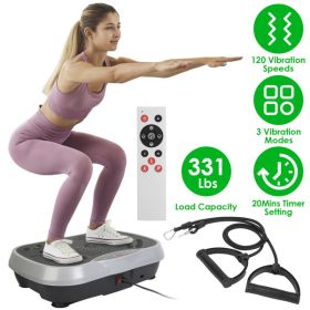 Vibration Exercise Machine With Resistant Bands Remote Control Whole Body Vibration Platform Workout Equipment Home Fitness Training Equipment For Wei (Color: As Picture)