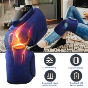 Cordless Knee Massager Heated Knee Brace Wrap Electric Knee Heating Pad with 5-Level Heating 3-Level Vibration 3-Mode & 3-Level Air Compression (Color: As Picture)
