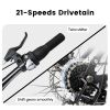 A2460 Mountain Bike 24 Inch Wheels, 21-Speed Full Suspension Mens Womens Trail Commuter City Mountain Bike