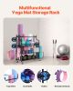 Yoga Mat Storage Rack, Home Gym Workout Equipment Organizer, Powder Coated Finish Steel Yoga Mat Holder with Hooks & Wheels, Weight Rack for Dumbbell