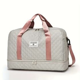 Travel bag, large capacity women's fitness bag, luxurious oversized handbag, fashionable and practical compartment design (Color: Grey)