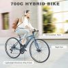 Shimano 7 Speed Hybrid Bike Aluminum Alloy Frame Double Disc Brakes 700C Road Bike For men women's City Bicycle