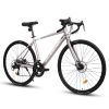 A28320RS 700C Road Bike, 16-Speed Outdoor Bike Disc Brakes, Light Weight Aluminum Frame ,Racing Bike City Commuting Road Bicycle M Size for Men Women