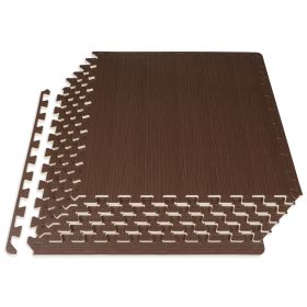 Wood Grain Puzzle Mat (Option: 1/2 in  Dark Walnut  24 Sq Ft   6 Tiles)