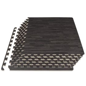 Wood Grain Puzzle Mat (Option: 1/2 in  Carbon Black  24 Sq Ft   6 Tiles)