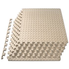 Exercise Puzzle Mat (Option: 1/2 in  Beige  24 Sq Ft   6 Tiles)