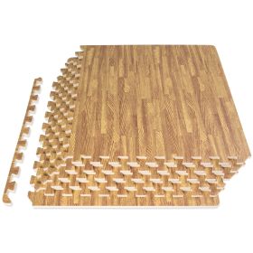 Wood Grain Puzzle Mat (Option: 1/2 in  Light Oak  24 Sq Ft   6 Tiles)